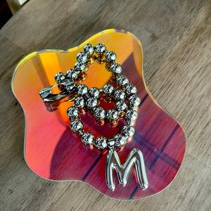 Edgy bubble letter M necklace